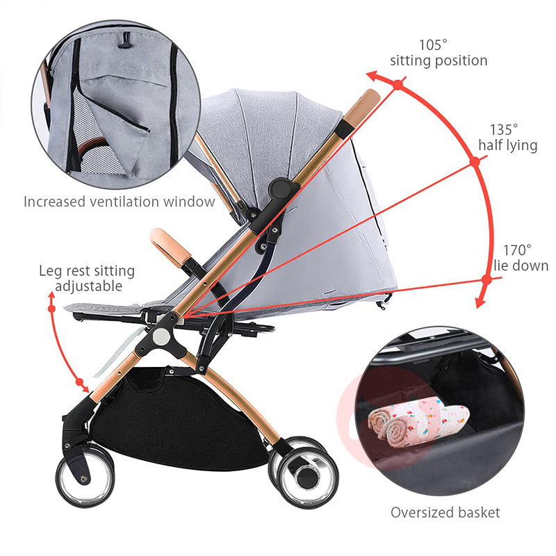 SONARIN Membawa satu tangan melipat khaki baby stroller