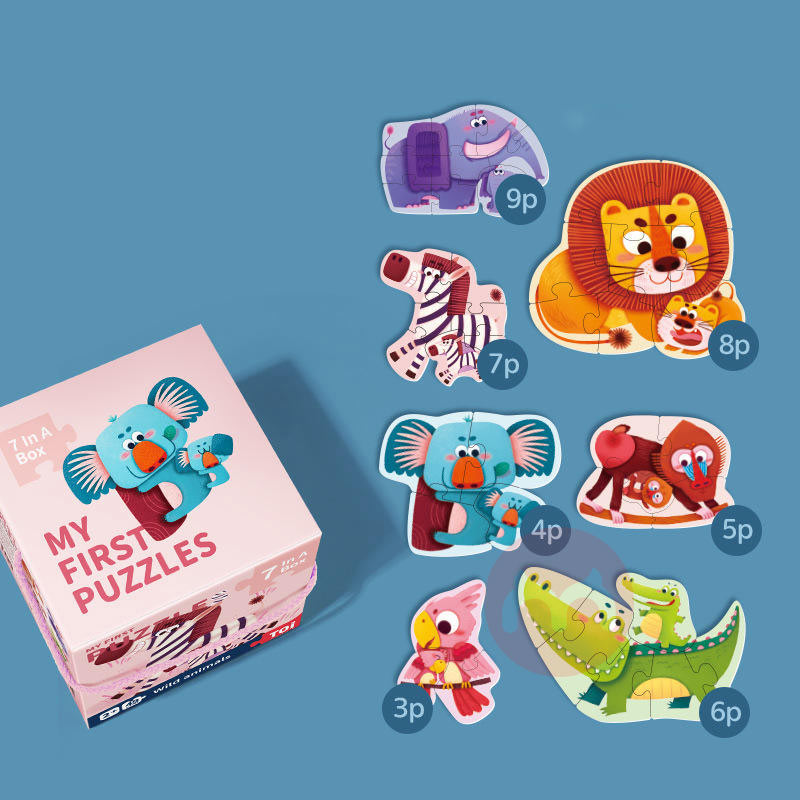 TOI Cartoon animal double-sided puzzle baby intelligence toy