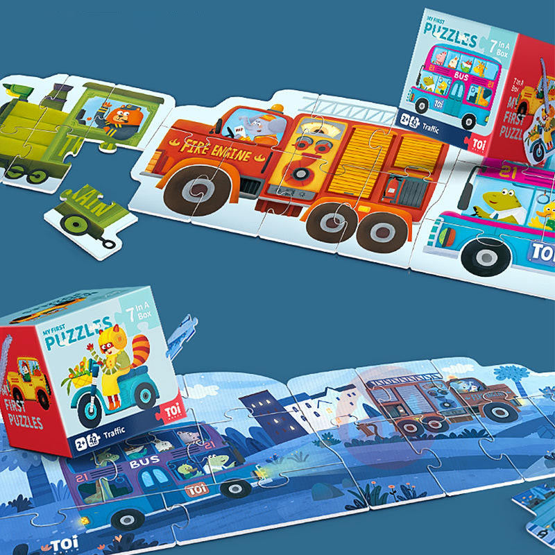 TOI Cartoon animal double-sided puzzle baby intelligence toy