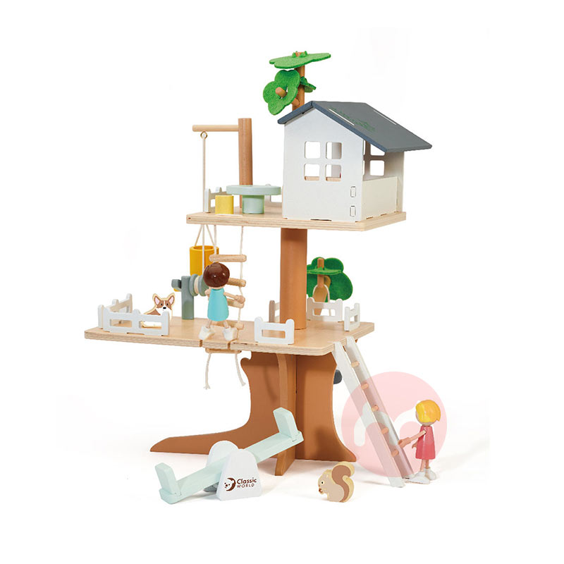 Classic World boneka rumah pohon kayu mainan pendidikan