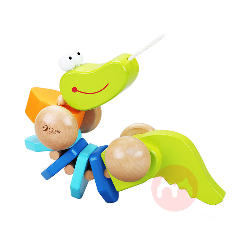 Classic World Wooden push-pull tumbling crocodile baby toy