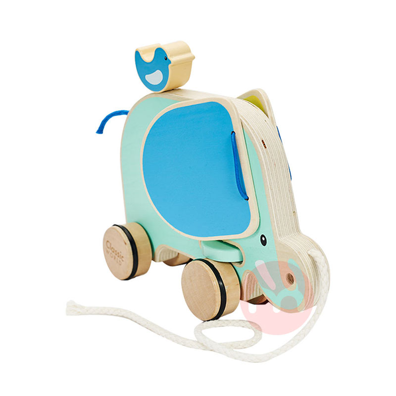 Classic World Mainan tekanan kayu untuk gajah bayi