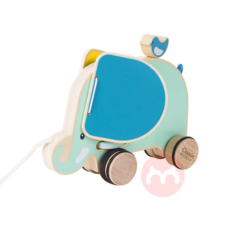 Classic World Mainan tekanan kayu untuk gajah bayi