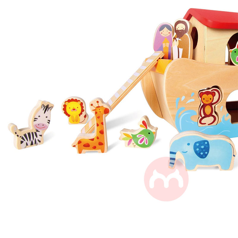 Classic World Perahu kayu mainan pengurusan hewan