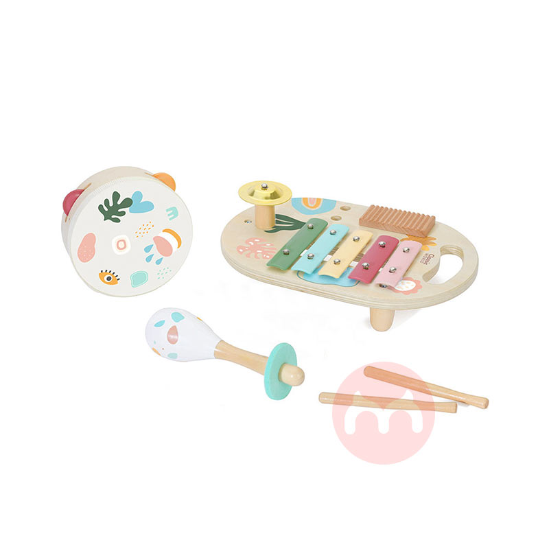 Classic World Tangan kayu drum xylophone anak instrumen set