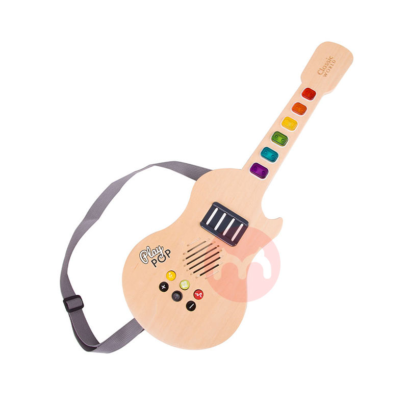 Classic World Gitar elektroluminescen kayu anak-anak