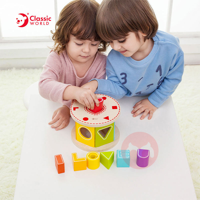 Classic World Identifikasikan warna dan bentuk mainan blok pembangunan pendidikan masa kecil