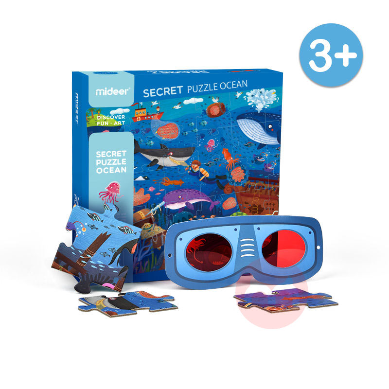 Mideer Puzzle Anak-anak dari Lautan Hutan Rahasia dengan Kaca merah