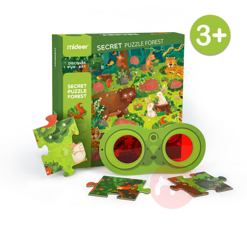 Mideer Puzzle Anak-anak dari Lautan Hutan Rahasia dengan Kaca merah