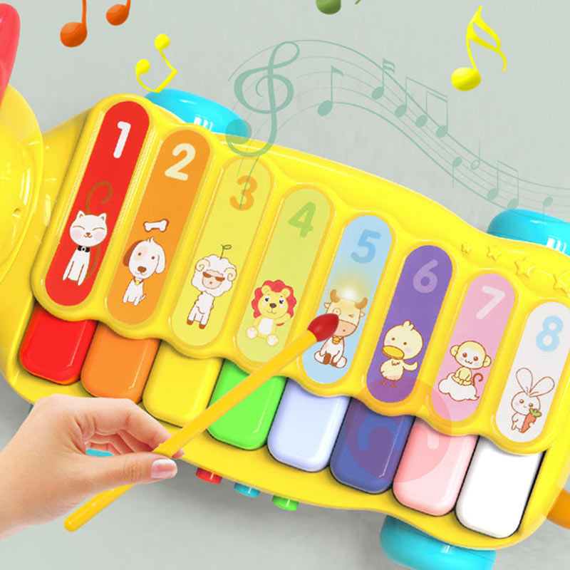 GOODWAY Singa kecil bisa menyeret mainan musik xylophone