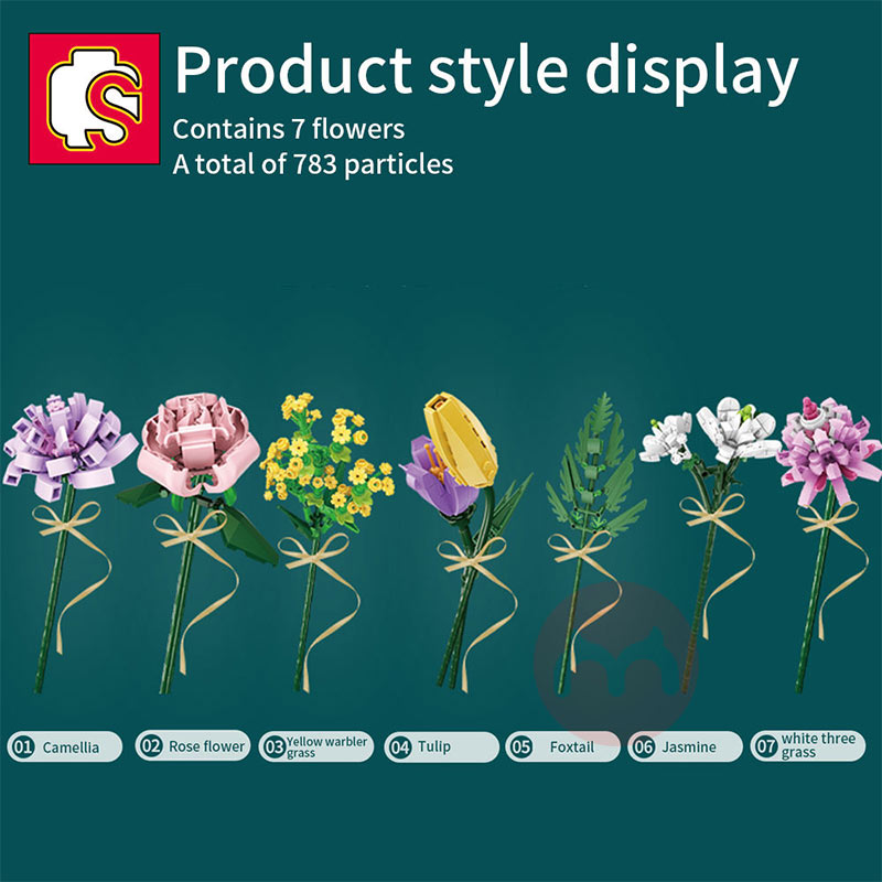 SEMBO DIY Pakaian blok bangunan bunga