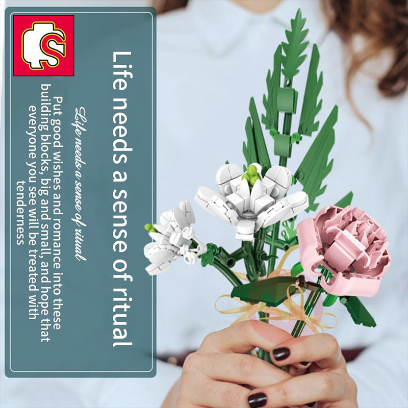 SEMBO DIY Pakaian blok bangunan bunga