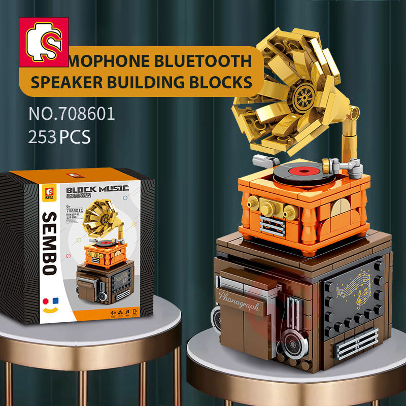 SEMBO Blok bangunan retro gramophone speaker tanpa wayar