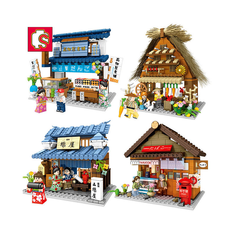 SEMBO Blok bangunan teka-teki pandangan jalanan gaya Jepang