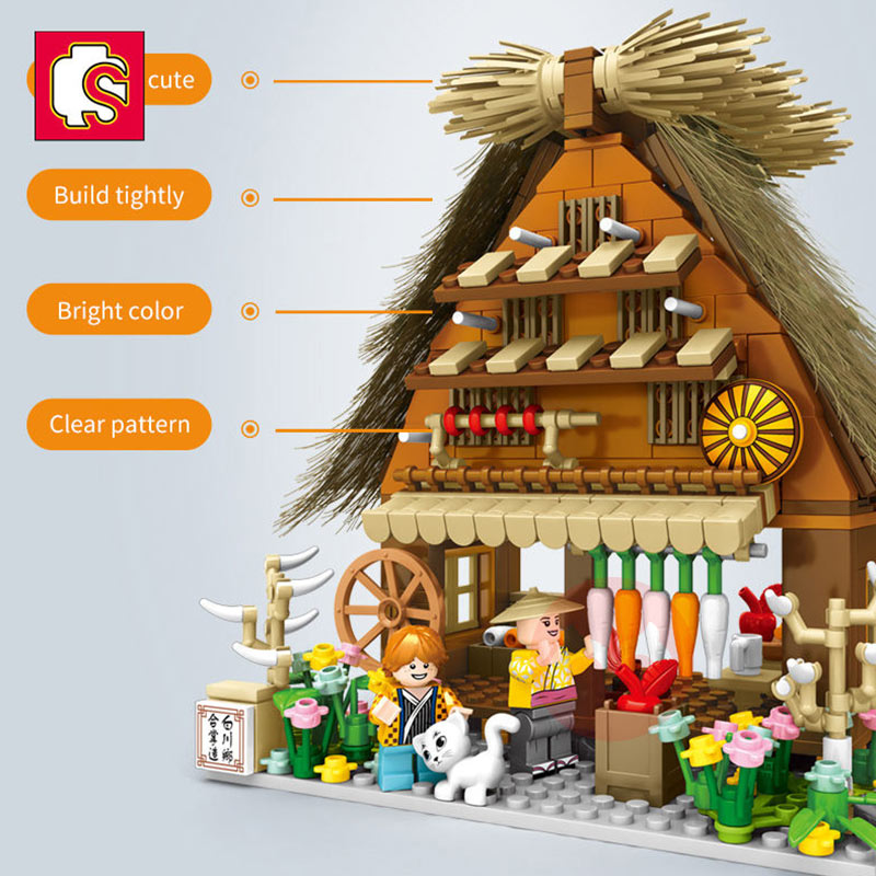 SEMBO Blok bangunan teka-teki pandangan jalanan gaya Jepang