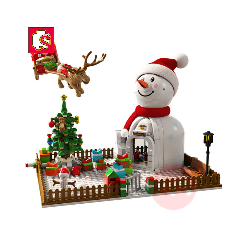 SEMBO Kostum bangunan blok Snowman Natal