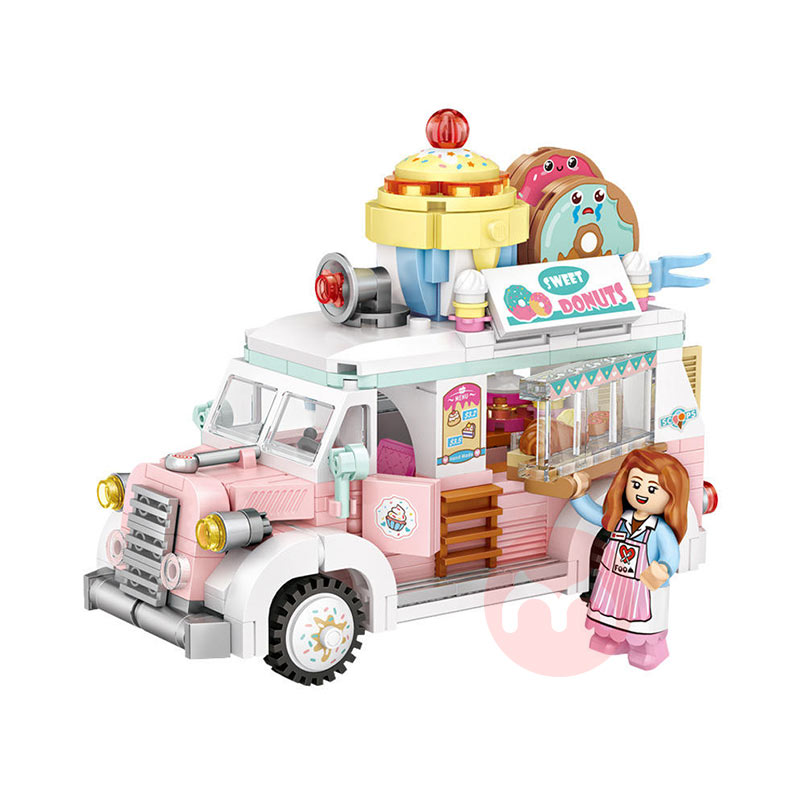 LOZ Batu bangunan kecil untuk truk pencuci mulut anak-anak