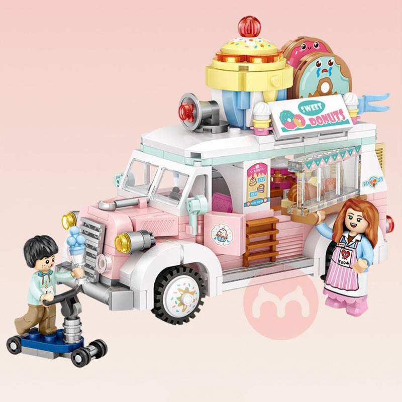 LOZ Batu bangunan kecil untuk truk pencuci mulut anak-anak