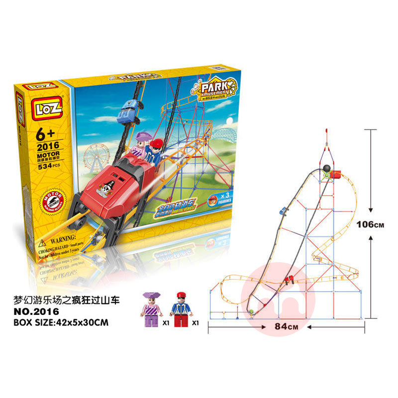 LOZ Elektrik amusement park bajak laut roller coaster blok bangunan