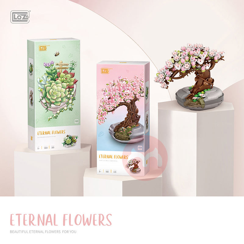 LOZ Bunga Keabadian Cherry Block Bangunan Daging